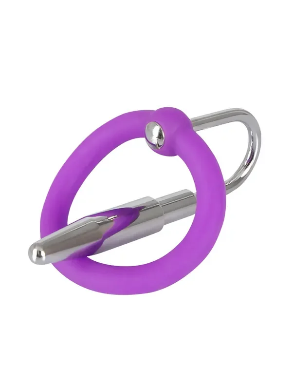 Penisplug Eichelring mit Dilator, lila/silber