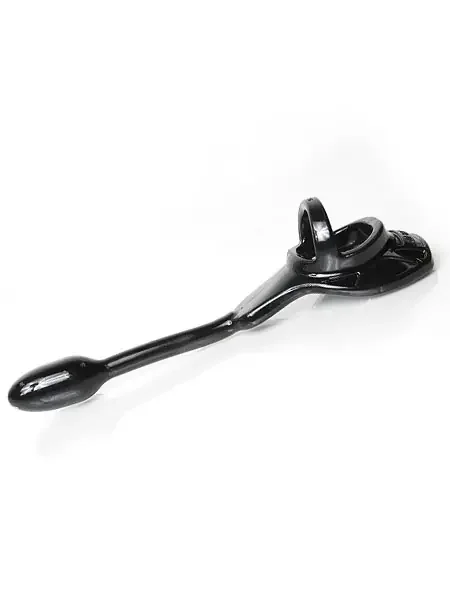 Perfect Fit Armour Tug Lock Small Penis-/Hodenring mit Analplug, schwarz