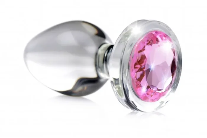 Pink Gem Glas-Analplug mit Schmuckstein – Klein