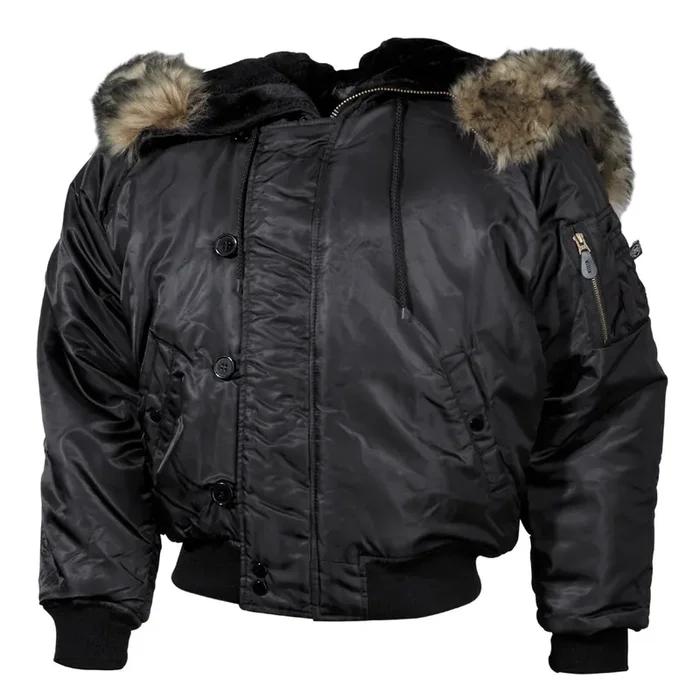 Polarjacke ‘N2B‘ – teilbare Kapuze (Farbe Schwarz, Grösse L)