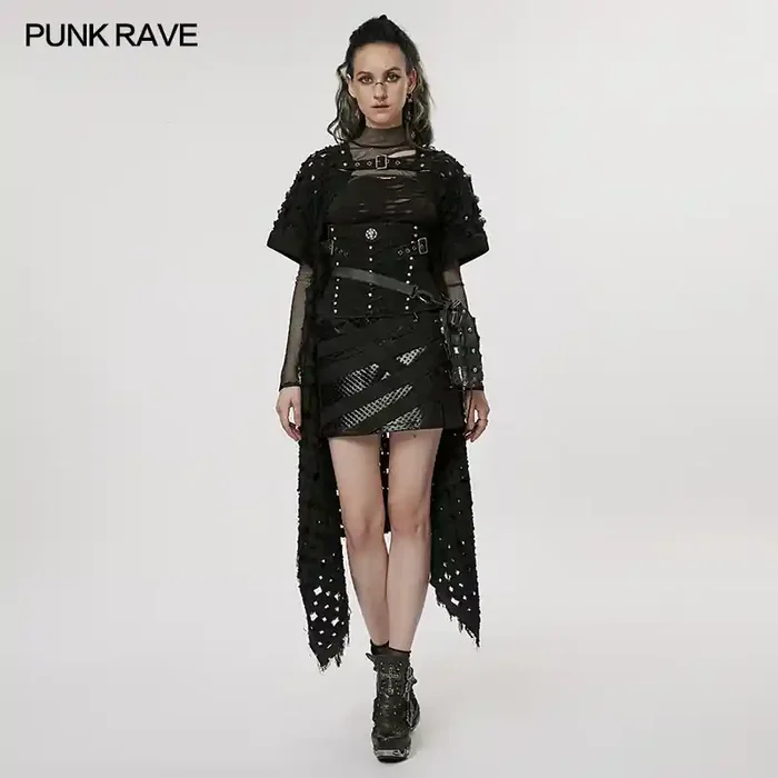 Postapokalyptische kurzärmelige Strickjacke für Frauen