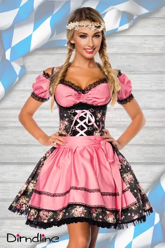Premium Bluse & Dirndl aus edlem Denim (Grösse M, Farbe blau/weiss)
