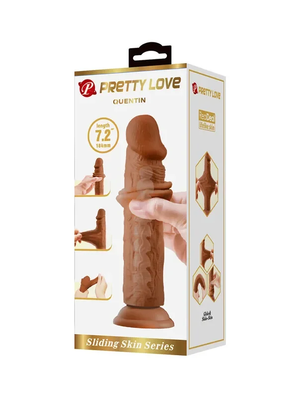 Pretty Love Quentin Dildo mit Gleithaut, hautfarben braun