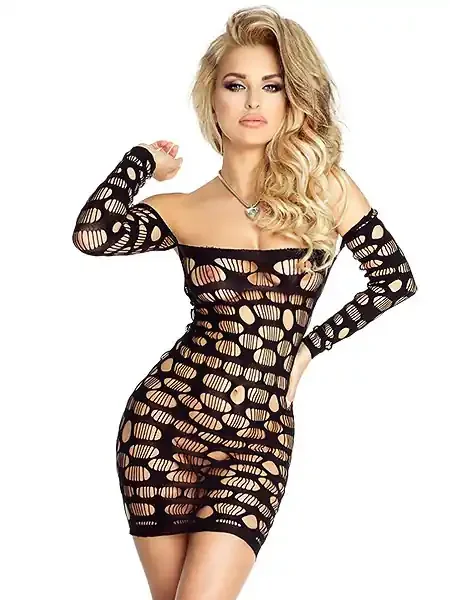 Provocative Netz-Minikleid, schwarz