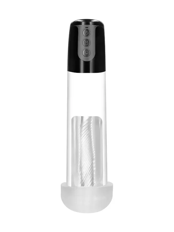 Pumped Automatic Cyber Pump with Masturbation Sleeve Penispumpe, transparent