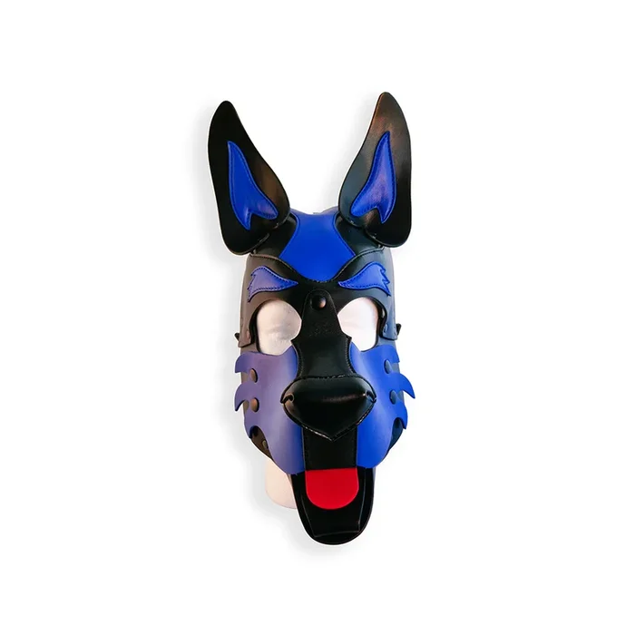 Puppy Maske – Veganes Leder, Schwarz/Blau