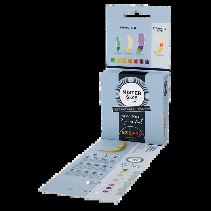 Pure Feel – Test Set – Condoms 53, 57, 60 mm – 3 Pieces – ES/PT/EN