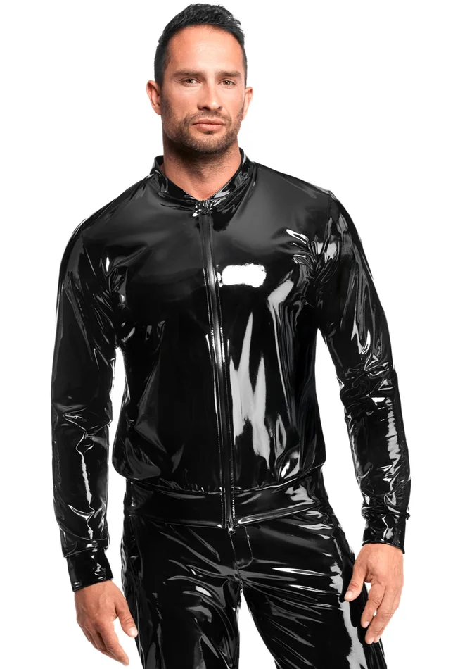 PVC Jacke mit Reißverschluss – Schwarz