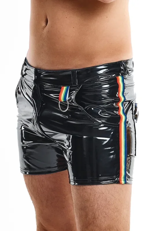 Rainbow Shorts aus glänzendem Material