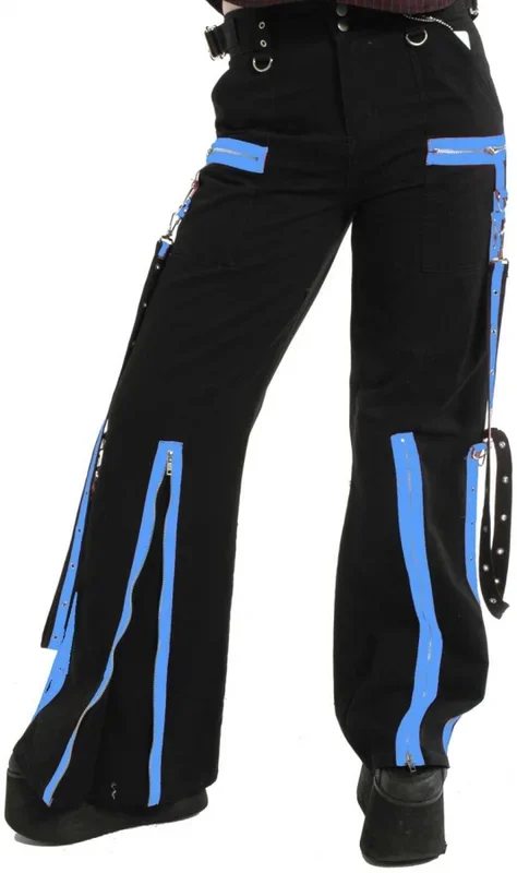 Raver Hose mit Bondage Bändern Blau