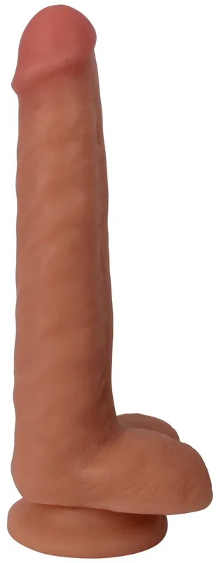 Realistischer Dildo mit Hoden schlank