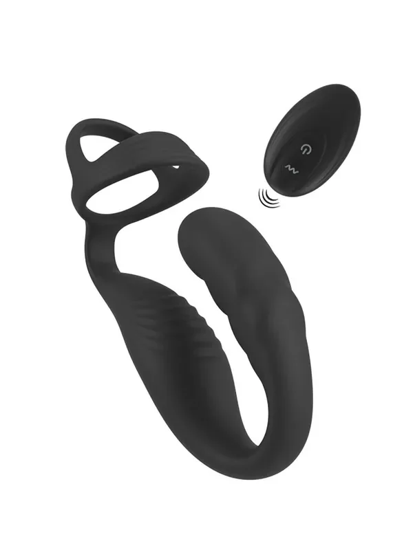 Rebel Cock Ring with RC Prostate Plug Penisring mit Vibro-Plug, schwarz