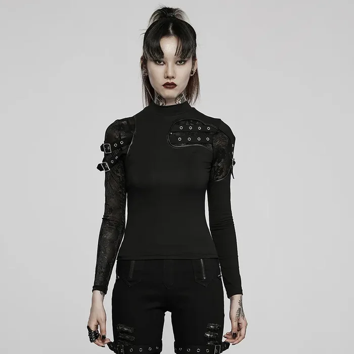 Rebellisches Dark Punk Top mit asymmetrischem Schnitt