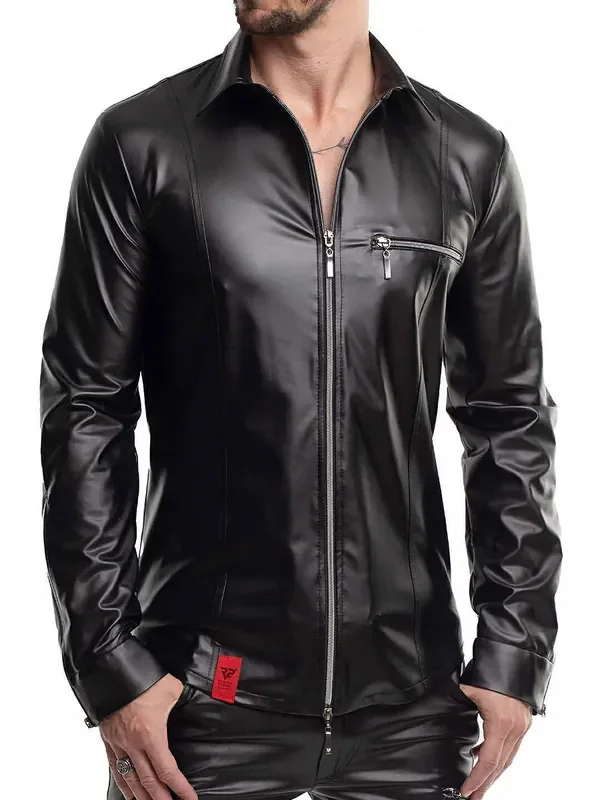 Regnes Fetish Planet RMPasquale001 Wetlook-Shirt, schwarz