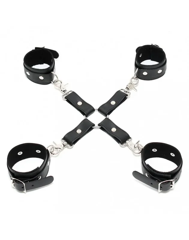 Rimba Hogtie Bondage Set – Echtleder | Hand- & Fußfesseln inkl. Kreuz