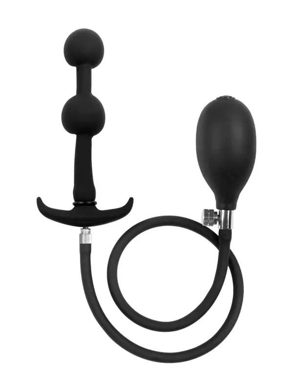 Rimba Latex Play Aufblasbarer Analplug mit Doppelballon, schwarz