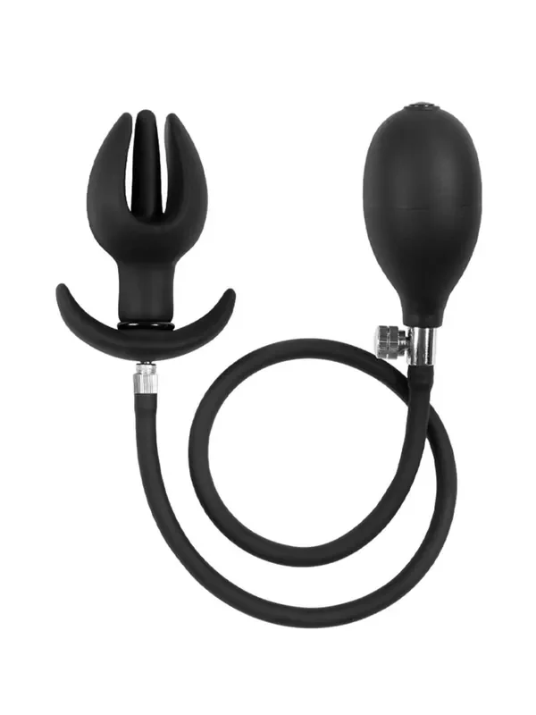 Rimba Latex Play Aufblasbarer Analplug mit Tulpenballon, schwarz