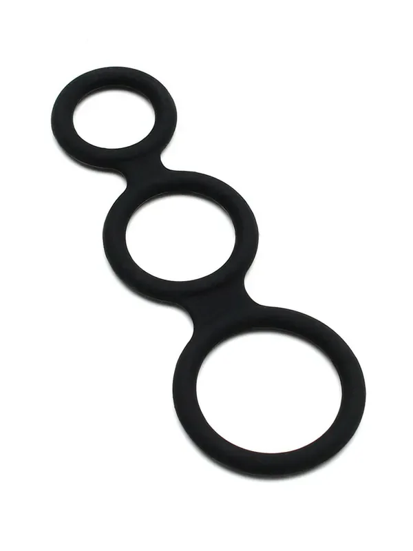 Rimba Latex Play Triple Cock Ring Penis- & Hodenring, schwarz