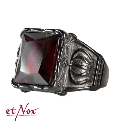 Ring „Black Royal Beauty“ Edelstahl mit rotem Stein