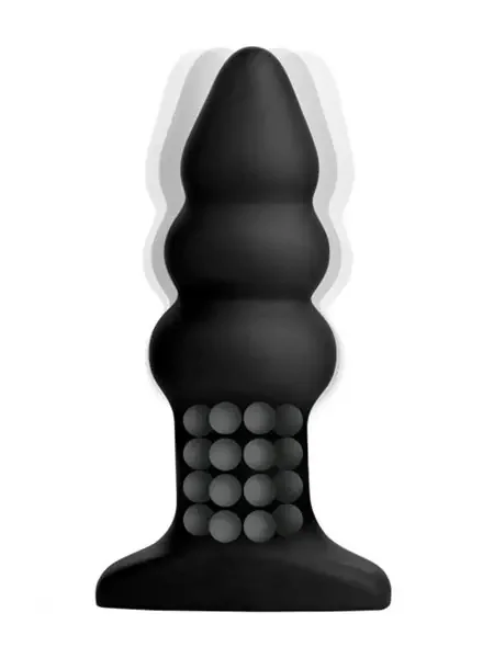 Rippled Rimming Plug Model I Vibroplug, schwarz
