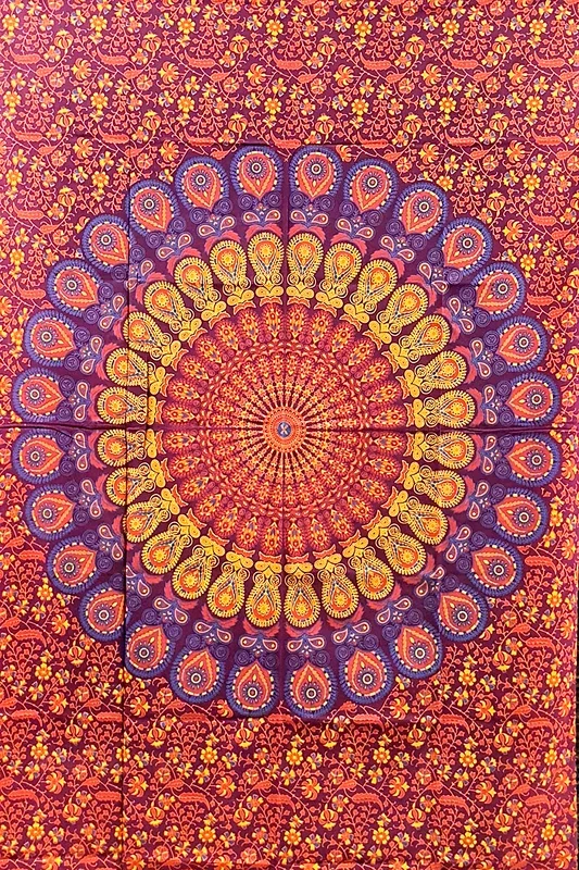 Ritualtuch Tagesdecke Wandbehang – Indian-Peacock weinrot – Normalgröße