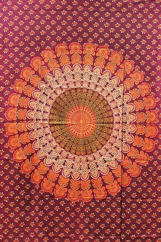 Ritualtuch Tagesdecke Wandbehang – Peacock weinrot – Normalgröße