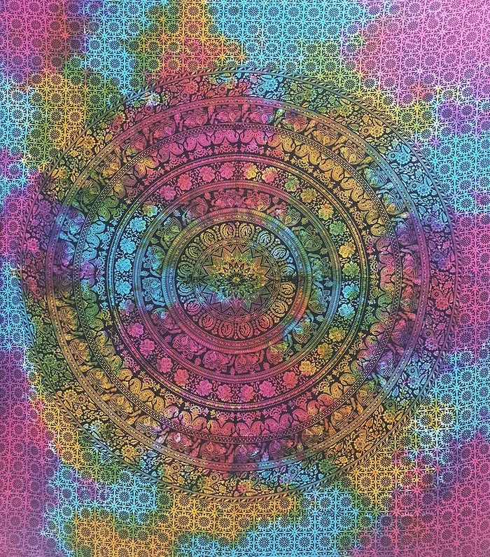 Ritualtuch Tagesdecke Wandbehang – Rigruraji Elefanten bunt – Doppelt