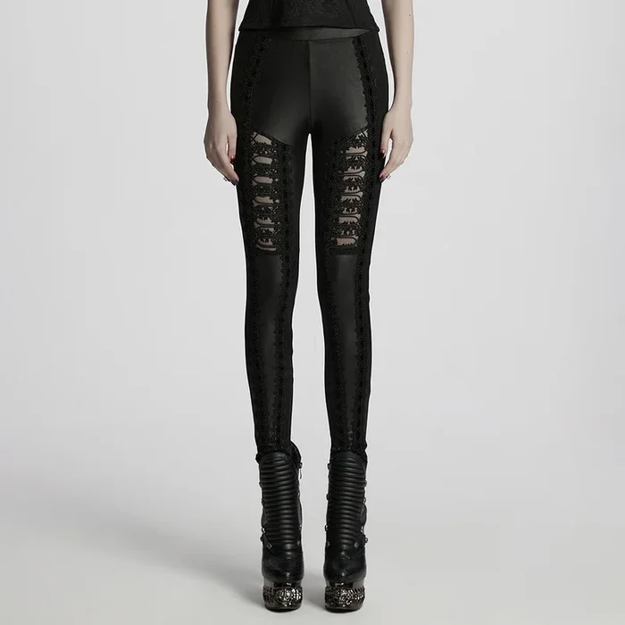Romantic, Ghotic-Leggings mit Cut-Out-Mesh-Einsätzen