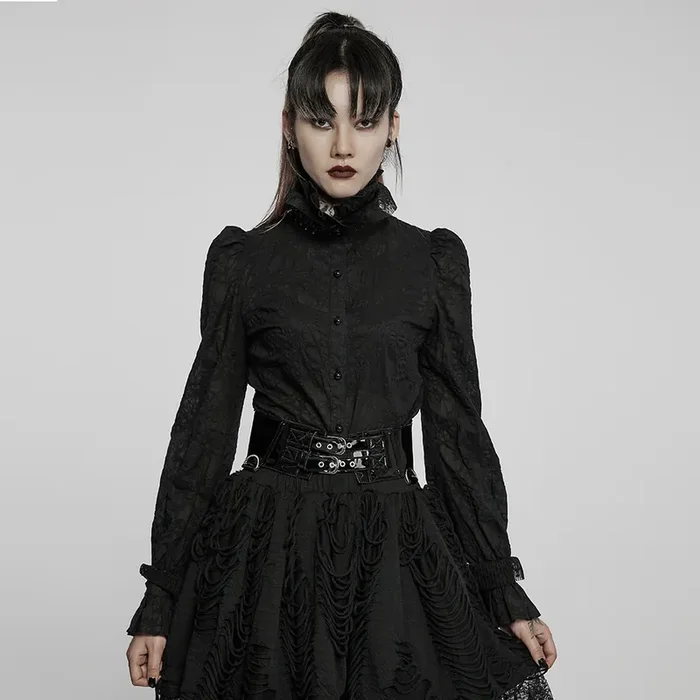 Romantic Gothic Bluse mit abstraktem, organischem Muster