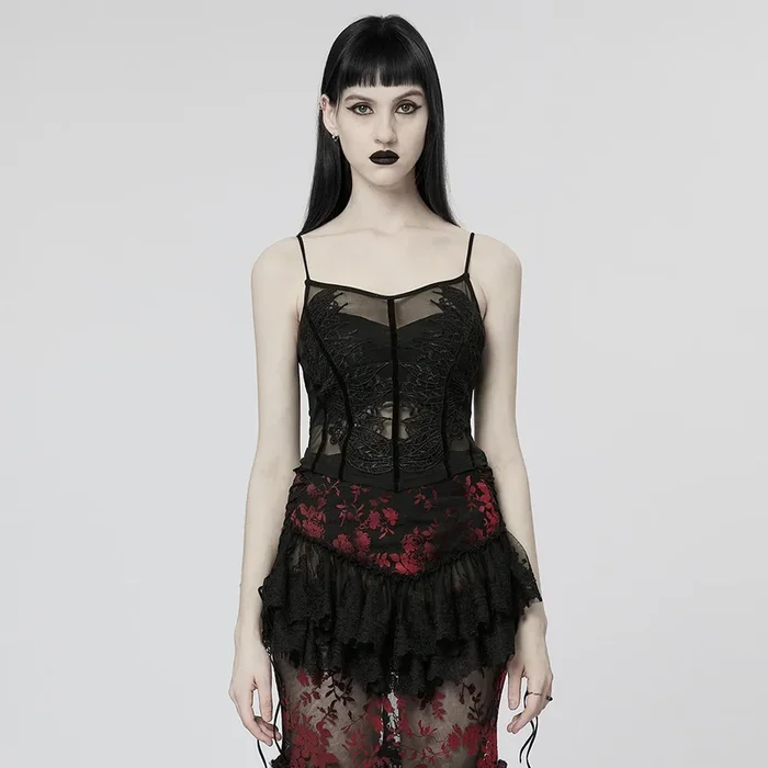 Romantic Gothic Mesh Camisole Top