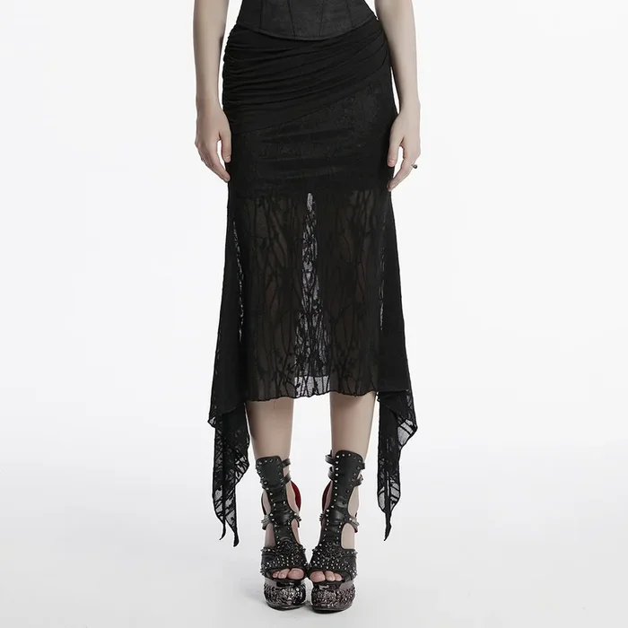 Romantic Gothic Midi-Rock mit drapierter Hüftpartie