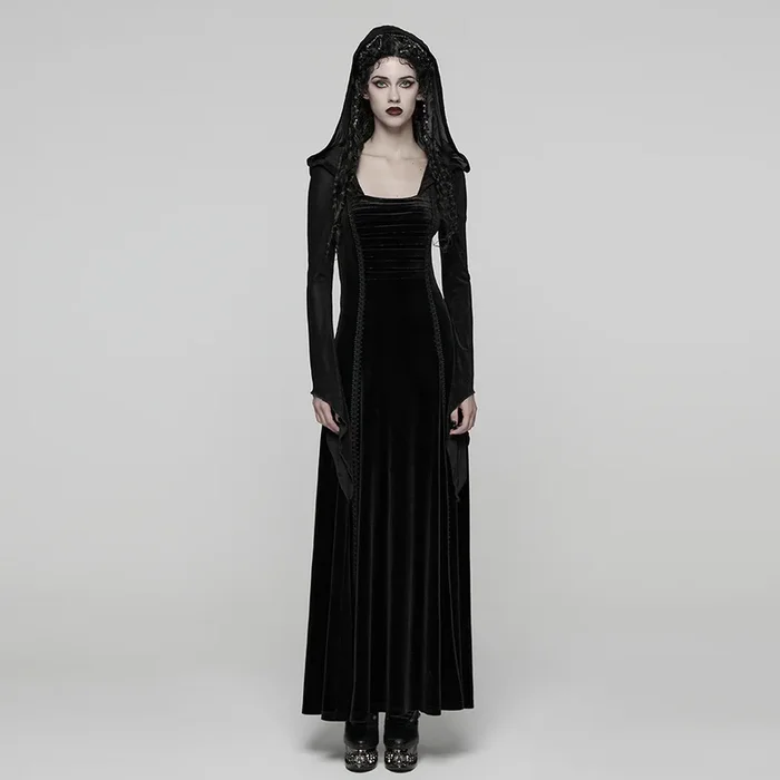 Romantisch-Gotisches Maxikleid mit Kapuze