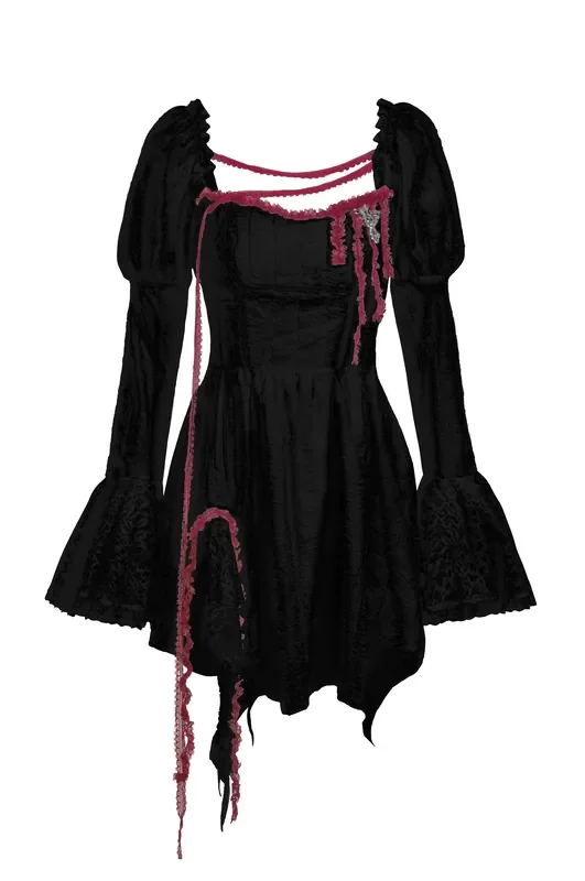 Romantisches schwarzes kurzes Spitzenkleid
