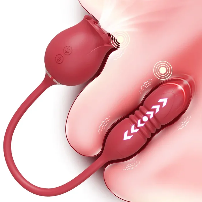 Rose Sucking Vibrator – Stoßender Dildo, Klitoris- und Nippelsauger, G-Punkt- und Analstimulator