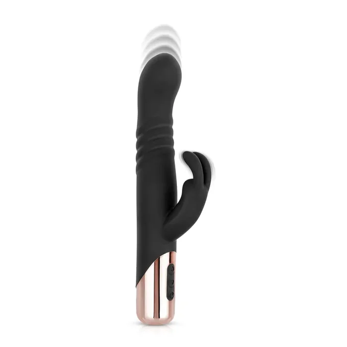 Rosy Gold – Rabbit Vibrator mit Stoßfunktion – Schwarz