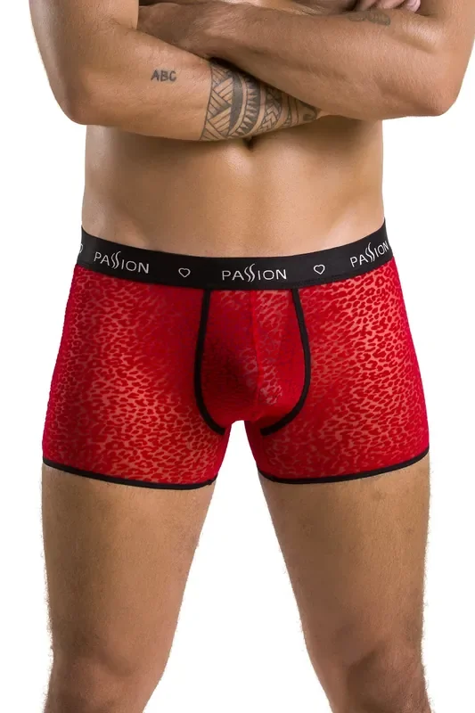 Rote Herren Shorts in Leo-Print