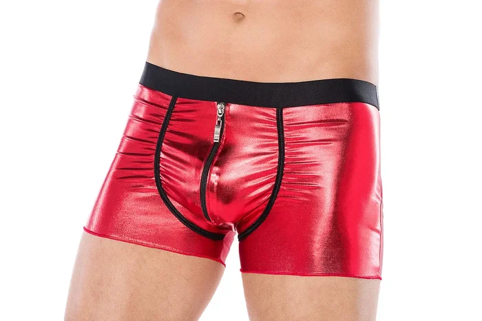 Rote Wet-Look-Boxershorts