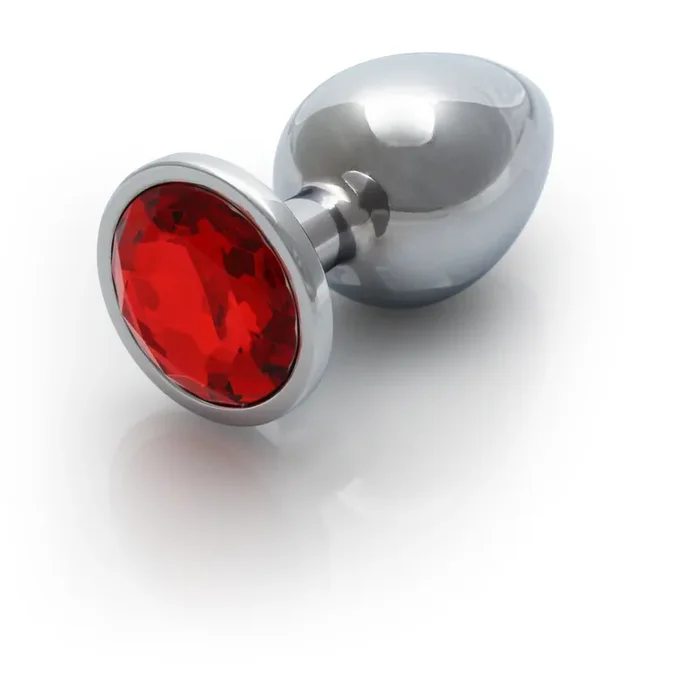 Round Gem Butt Plug – Medium – Silver/Ruby Red