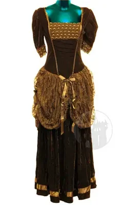 Samtkleid mit Spitze und Perlen