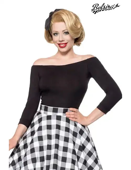 schulterfreies Retro-Shirt schwarz