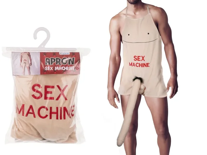 Schürze „Sex Machine“ mit Plüsch-Penis