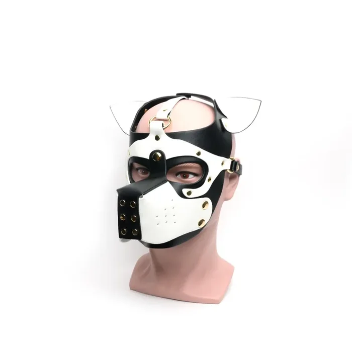 Schwarz-weiße Bondage Hundemaske