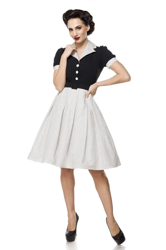 Schwarz-weißes Kleid mit Punkten