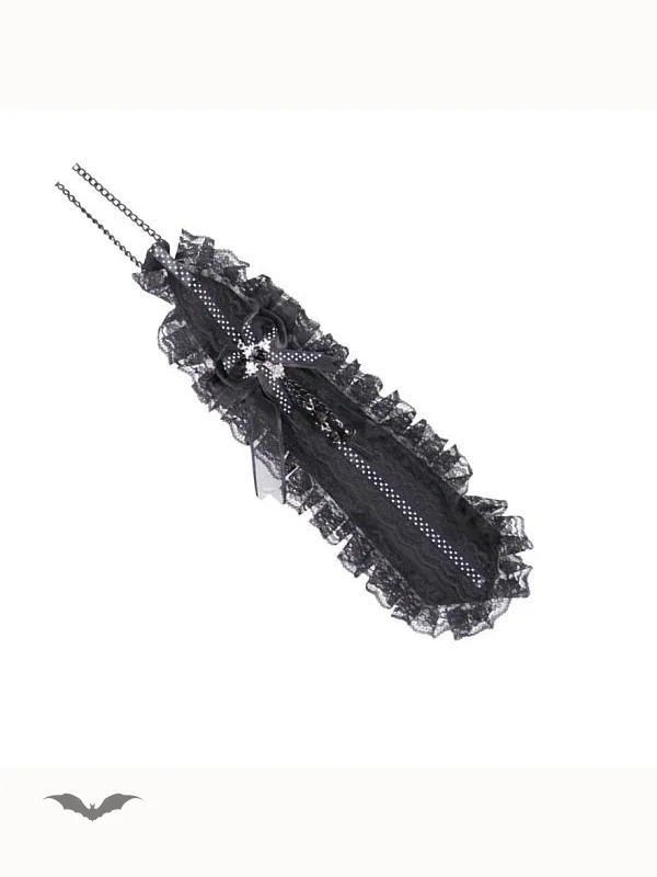 Schwarze Spitzenkrawatte mit Schleifchen
