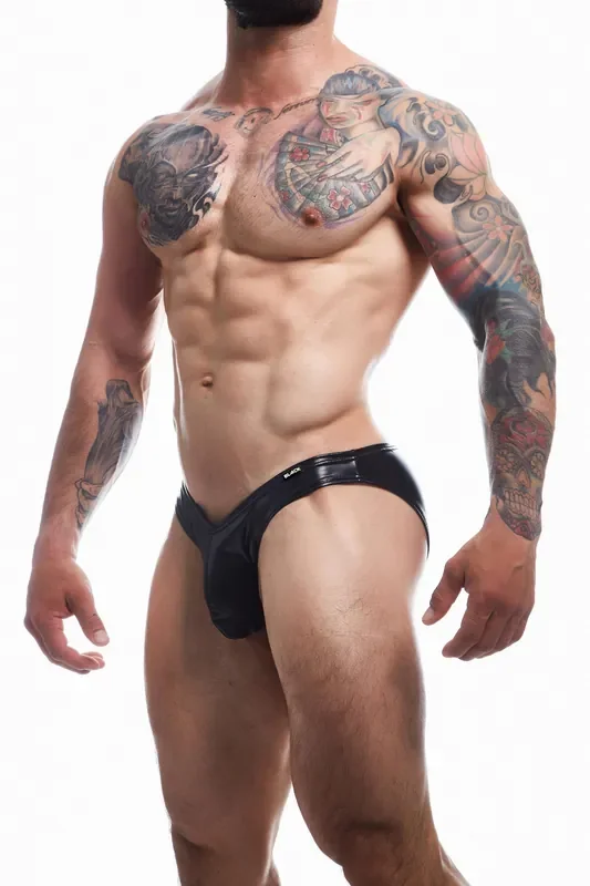 Schwarzer Wetlook Slip