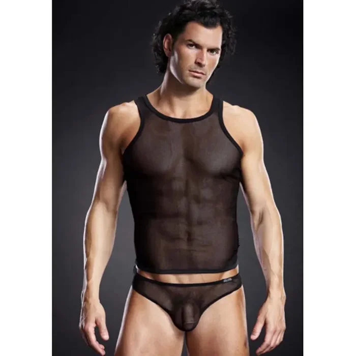 Schwarzes Durchsichtiges Tank Top