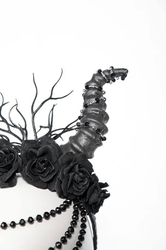 Schwarzes Gothic Stirnband mit Hörnern