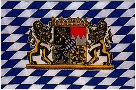 Schwenkfahne mit Holzstab ‚Bayern mit Wappen + Löwen‘