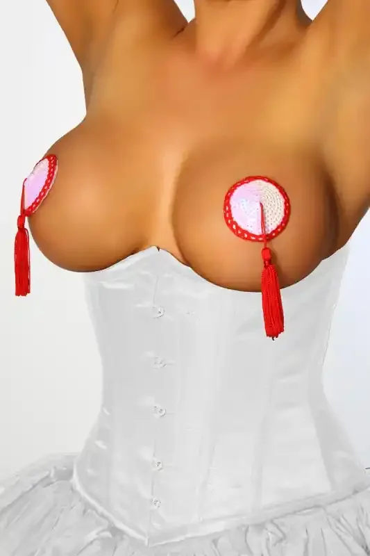Selbstklebender Pailletten Nipple Patch mit Quaste, wiederverwendbar