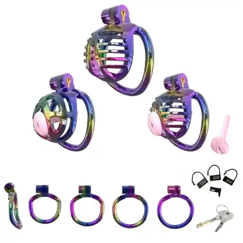 Set – Keuschheitskäfig Metallic